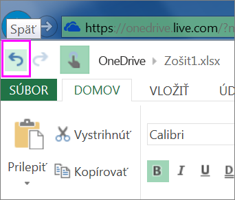tlačidlo na vrátenie akcie späť
