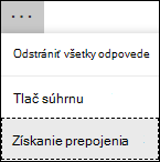 Možnosť Získať prepojenie na súhrn v Microsoft Forms