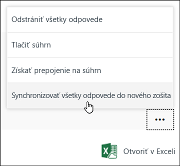 Možnosť synchronizácie všetkých odpovedí do nového zošita v službe Microsoft Forms.