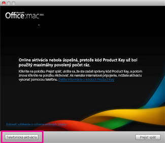 Office for Mac Activate by phone screenshot