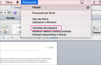 Office for mac menu screenshot