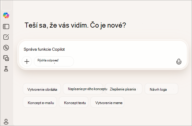 Snímka obrazovky znázorňujúca bezplatnú verziu programu Copilot pre používateľa, ktorý nie je prihlásený