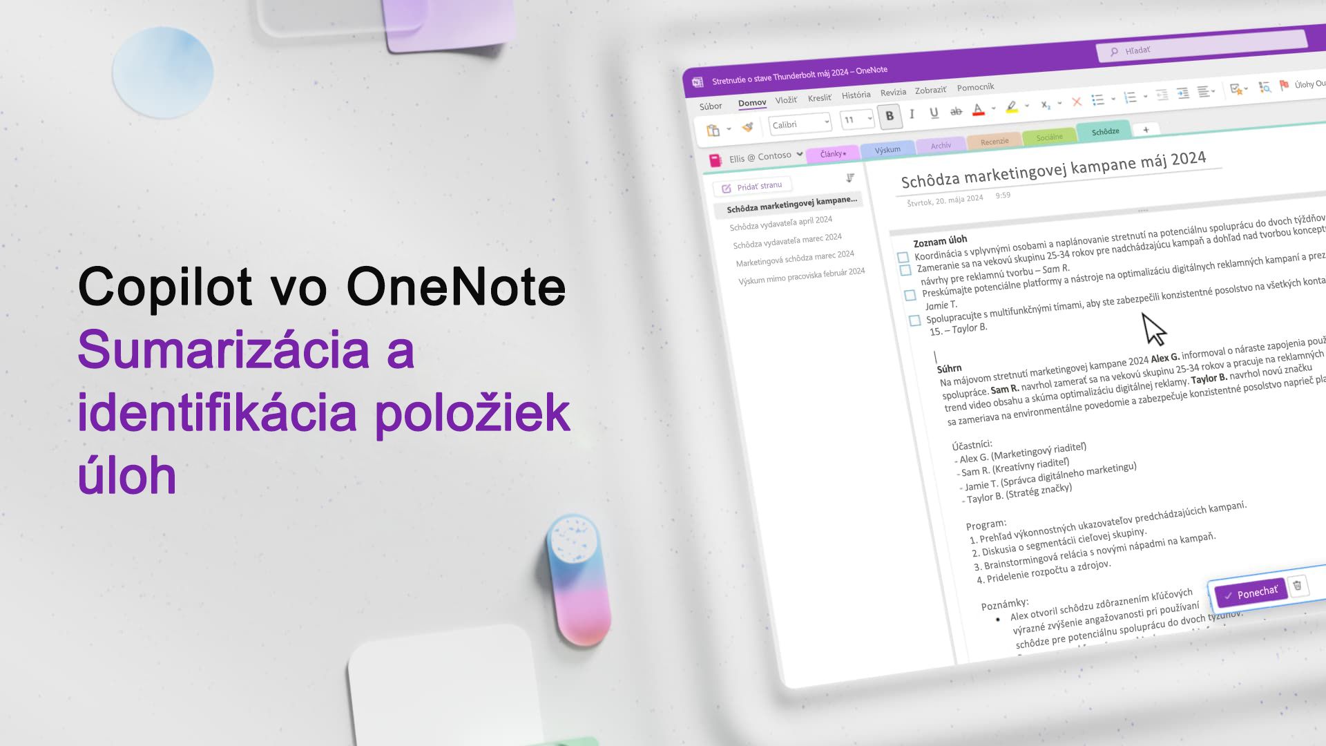 Video: Zhrnutie a identifikácia úloh pomocou Copilota vo OneNote