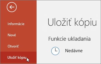 Súbor > , uloženie kópie