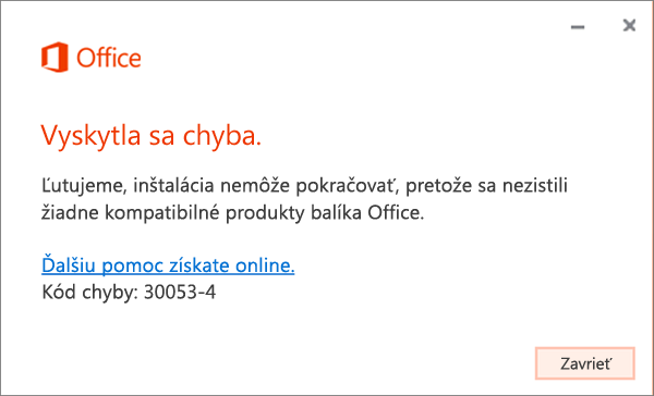 Chybové hlásenie 30053 Vyskytol sa problém