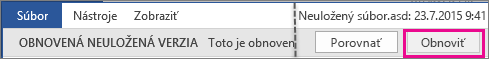 Otvorenie neuložených súborov v Office 2016