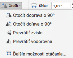 Ponuka Otáčanie tvaru v balíku Office pre Mac