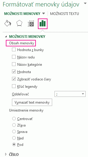 Label Options part of Format Data Label pane