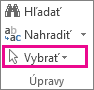 Položka Vybrať v skupine Úpravy