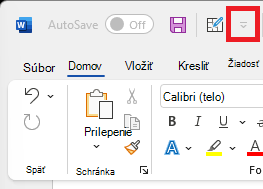 Obrázok ikony panela s nástrojmi Rýchly prístup nad pásom s nástrojmi
