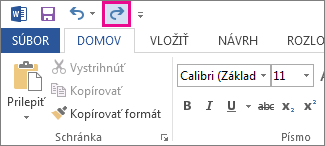 Príkaz Znova na paneli s nástrojmi Rýchly prístup
