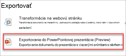Export do powerpointovej prezentácie