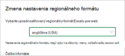Zmena nastavení regionálneho formátu