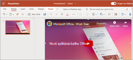 Zobrazuje možnosť vloženia online videa