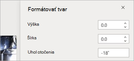 Zobrazia sa ovládacie prvky formátovania tvaru