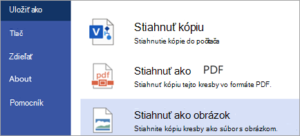 Zobrazuje možnosť Stiahnuť ako obrázok