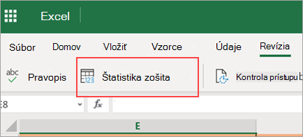 Zobrazuje možnosť ponuky štatistiky zošita