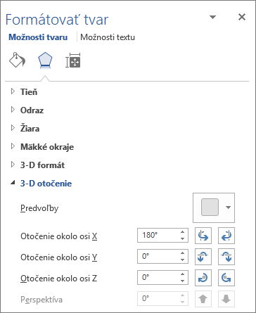 Otáčanie na osi X na karte Efekty