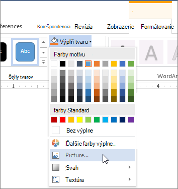 Pridanie obrázka ako výplne tvaru