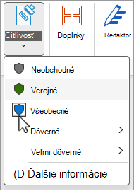 Ponuka označení citlivosti