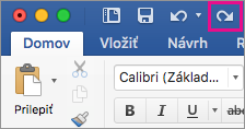 Príkaz Znova je zvýraznený na páse s nástrojmi.