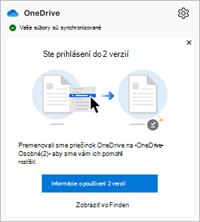 správa, ktorá sa zobrazí v centre aktivity vo OneDrive