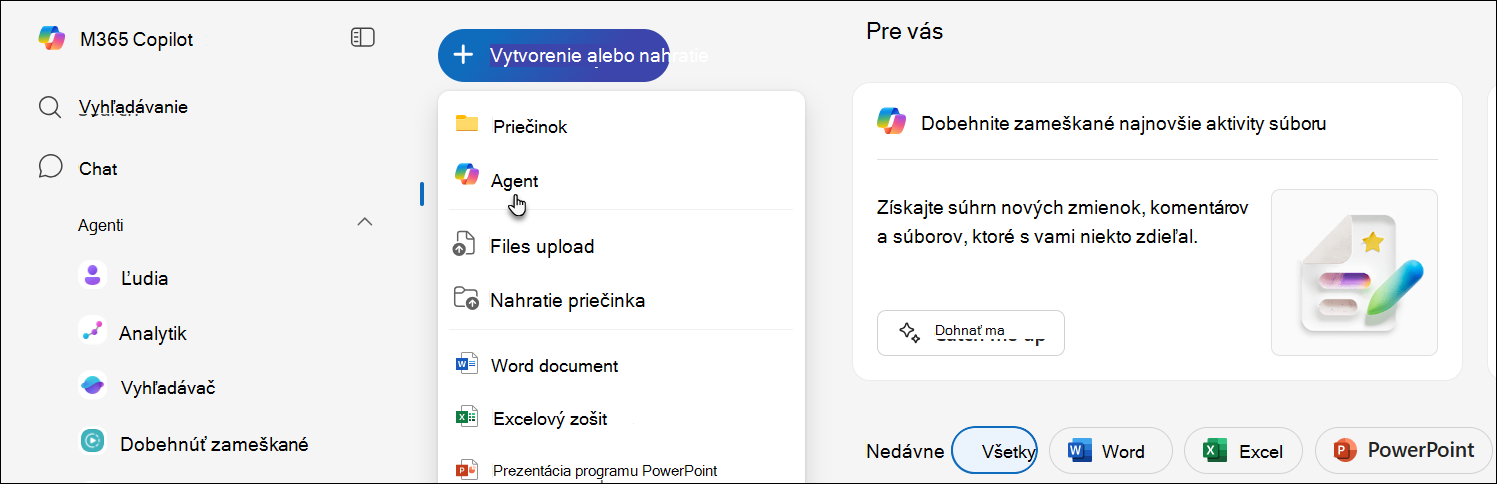 snímka obrazovky vytvárania nového agenta