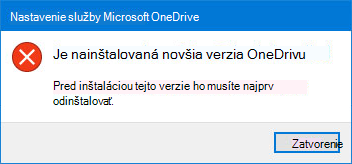 Kontextové okno chyby vo OneDrive