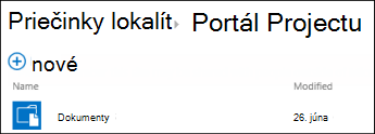 Vyberte lokalitu v zozname priečinkov lokality v službách Office 365, na ktorej chcete zobraziť knižnice dokumentov.