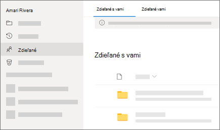 Snímka obrazovky so zobrazením Zdieľané s vami vo OneDrive pre prácu alebo školu.