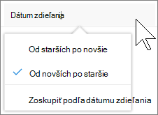 Snímka obrazovky zobrazujúca zobrazenie po stĺpcoch v zobrazení Zdieľané so mnou vo OneDrive for Business