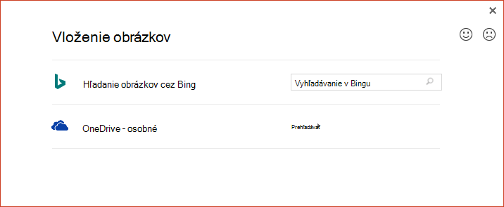 Možnosť OneDrive v dialógovom okne Vloženie online obrázkov už nefunguje podľa očakávania