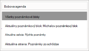 Úprava rozsahu vyhľadávania vo OneNote pre Windows 10.