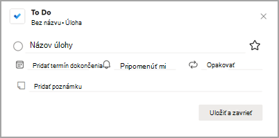 Snímka obrazovky zobrazujúca kontextové dialógové okno Úlohy.