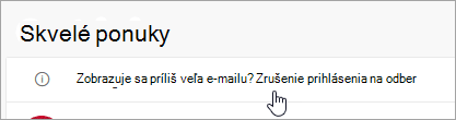 Snímka obrazovky s tlačidlom Zrušiť odber