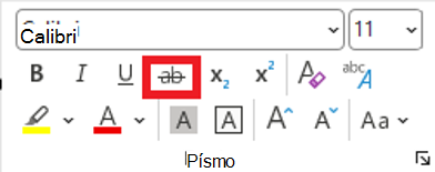 Snímka obrazovky s možnosťou prečiarknutia jednou čiarou v klasickom Outlooku.