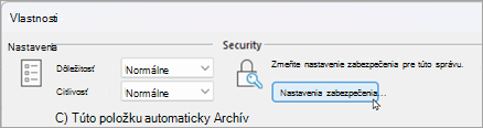 Vyberte položku Nastavenia zabezpečenia