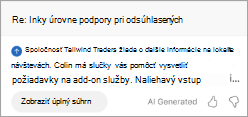 Zobrazuje súhrn v Outlooku. Pod súhrnom je tlačidlo s textom Zobraziť celý súhrn.