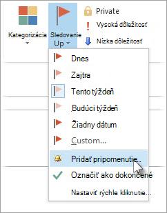 Ak je úloha už otvorená vo vlastnom okne, vyberte položku Spracovať úlohu > Pridať > pripomenutie.