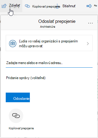 Zobrazuje sa možnosť Zdieľať súbor