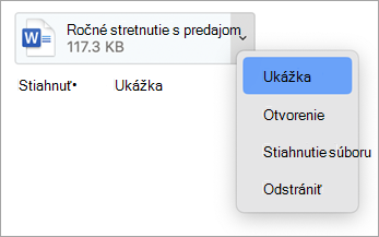 V rozbaľovacej ponuke vyberte položky Ukážka, Otvoriť, Stiahnuť (alebo Uložiť ako...) a Odstrániť
