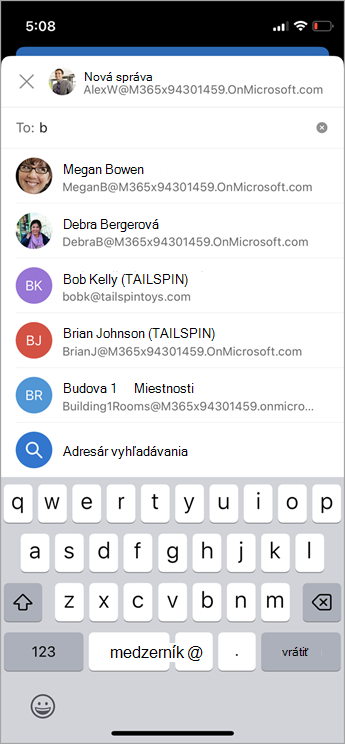 mobilný adresár vyhľadávania