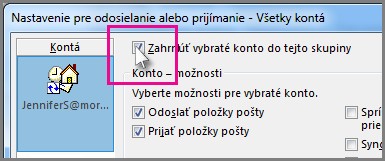 Odstránenie konta zo skupiny pre odosielanie alebo prijímanie