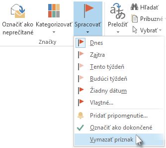 Príkaz Odstrániť príznak na páse s nástrojmi