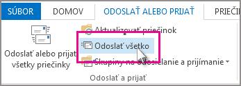 Snímka obrazovky s tlačidlom Odoslať všetko v Outlooku 2013.