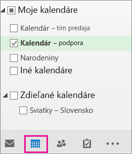 Vyberte zobrazenie kalendára