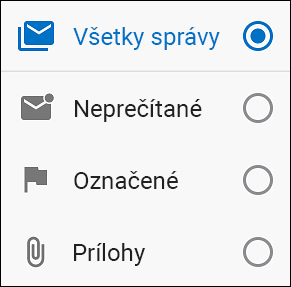 Vyberte spôsob filtrovania správ