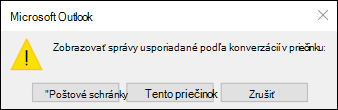 Zobrazenie konverzácie pre všetky poštové schránky alebo tento priečinok