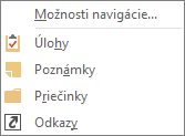 Výberom položky Ďalšie (tri bodky) na paneli rýchleho prístupu zobrazíte možnosti navigácie