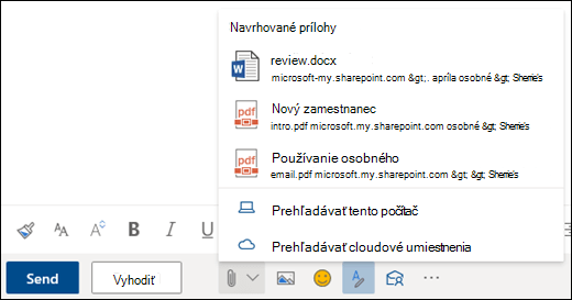 Priloženie súborov s navrhovanými prílohami
